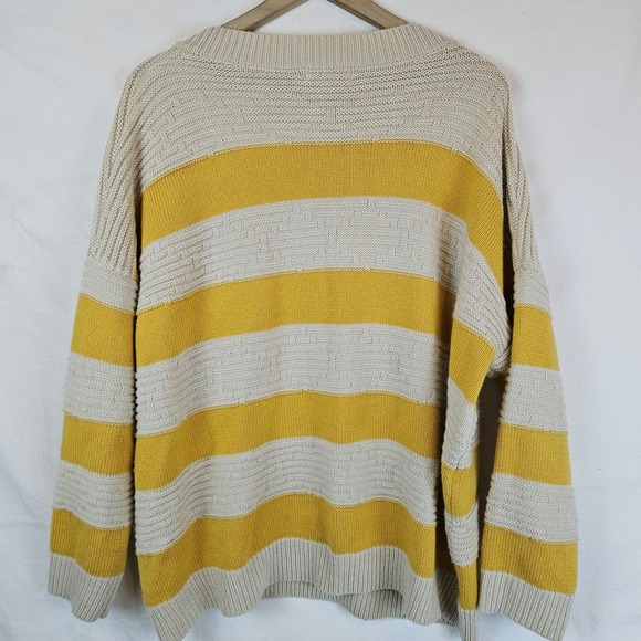 Listicle yellow and cream striped sweater, size M - Picture 4 of 4